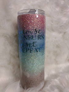 Glitter beach themed  20 Oz skinny Tumbler