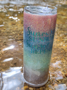 Glitter beach themed  20 Oz skinny Tumbler