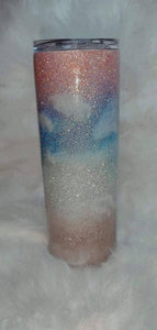 Glitter beach themed  20 Oz skinny Tumbler