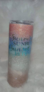 Glitter beach themed  20 Oz skinny Tumbler